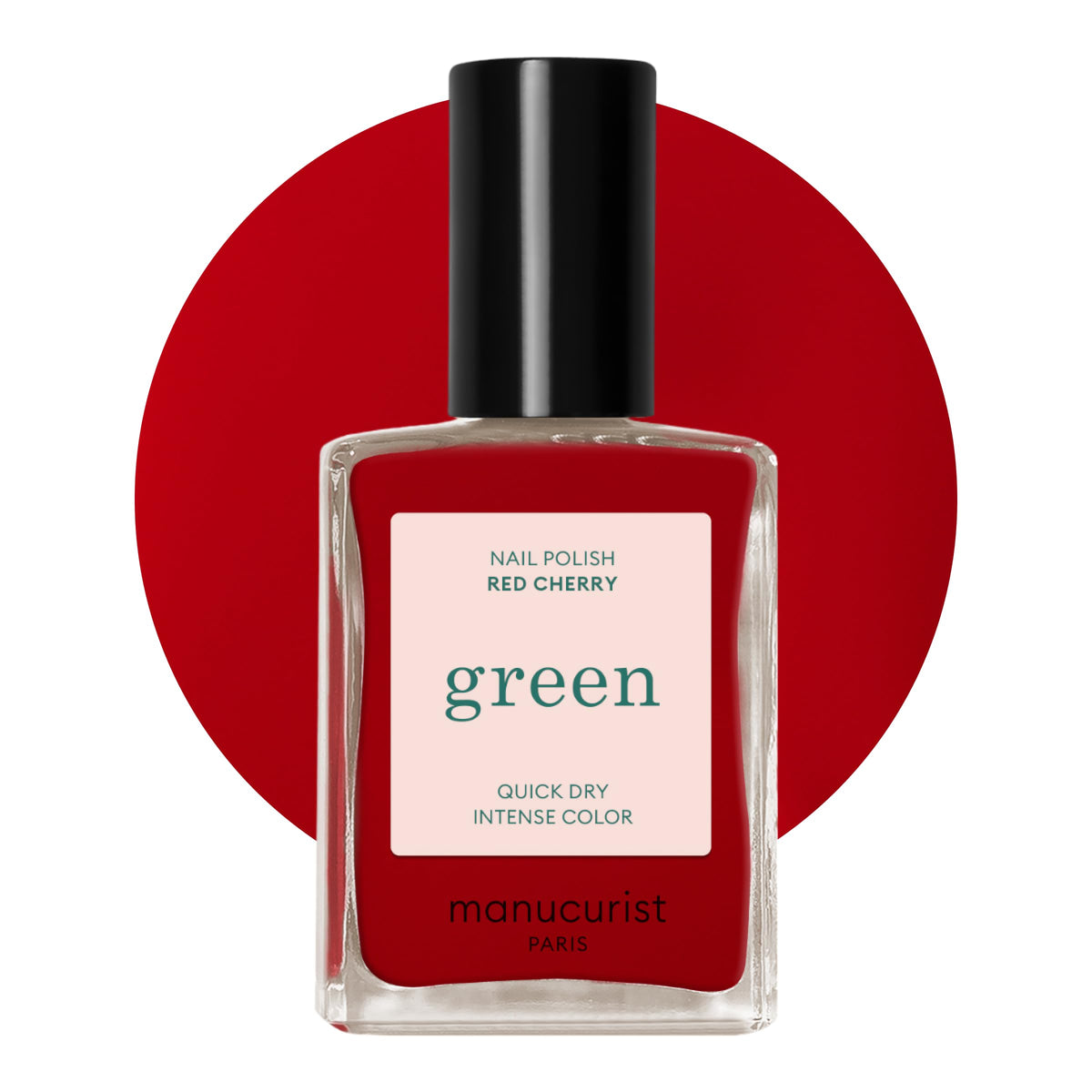 Manucurist front bottle of Red Cherry showing glossy finish and true red