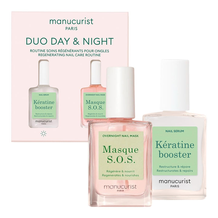 Manucurist front packaging of Duo Day & Night kit showing both products and benefits
