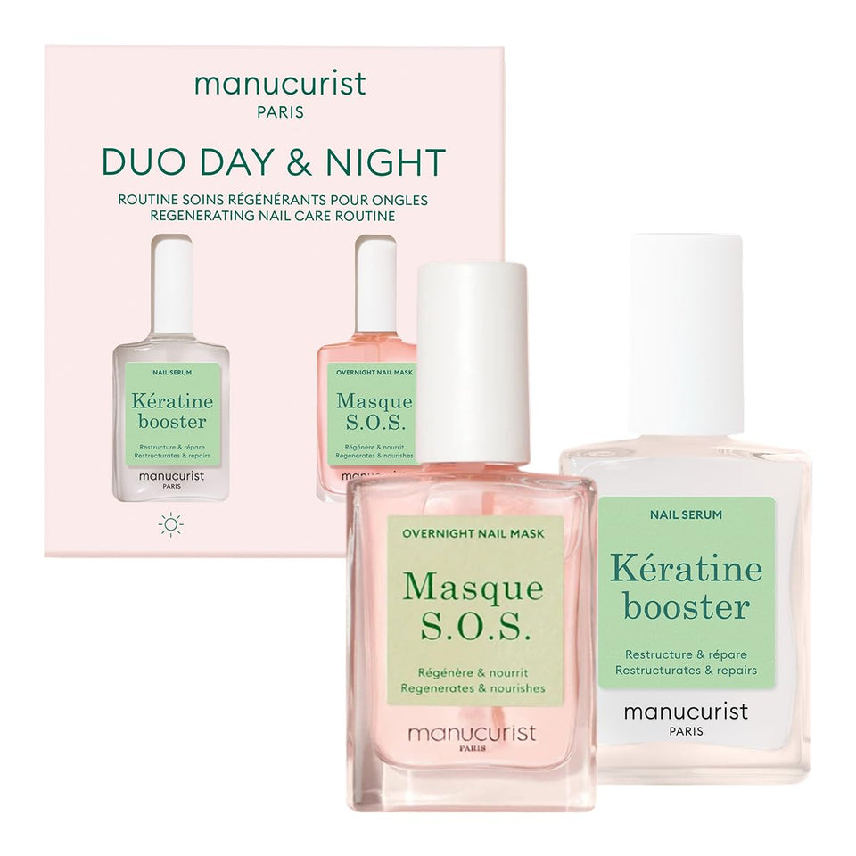 Manucurist front packaging of Duo Day & Night kit showing both products and benefits