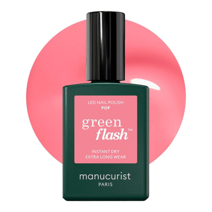 Manucurist front packaging showing Pastel Pink Pop bottle and branding benefit clear identification