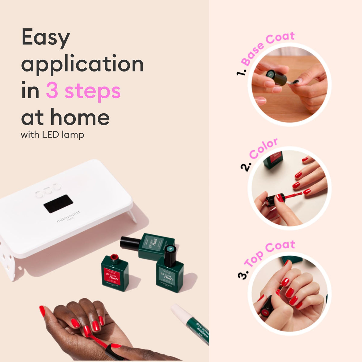 Manucurist summer manicure lifestyle image showcasing bold Neon Pink wear