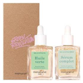 Manucurist Green Oil and Complete Serum front view showing compact duo benefits