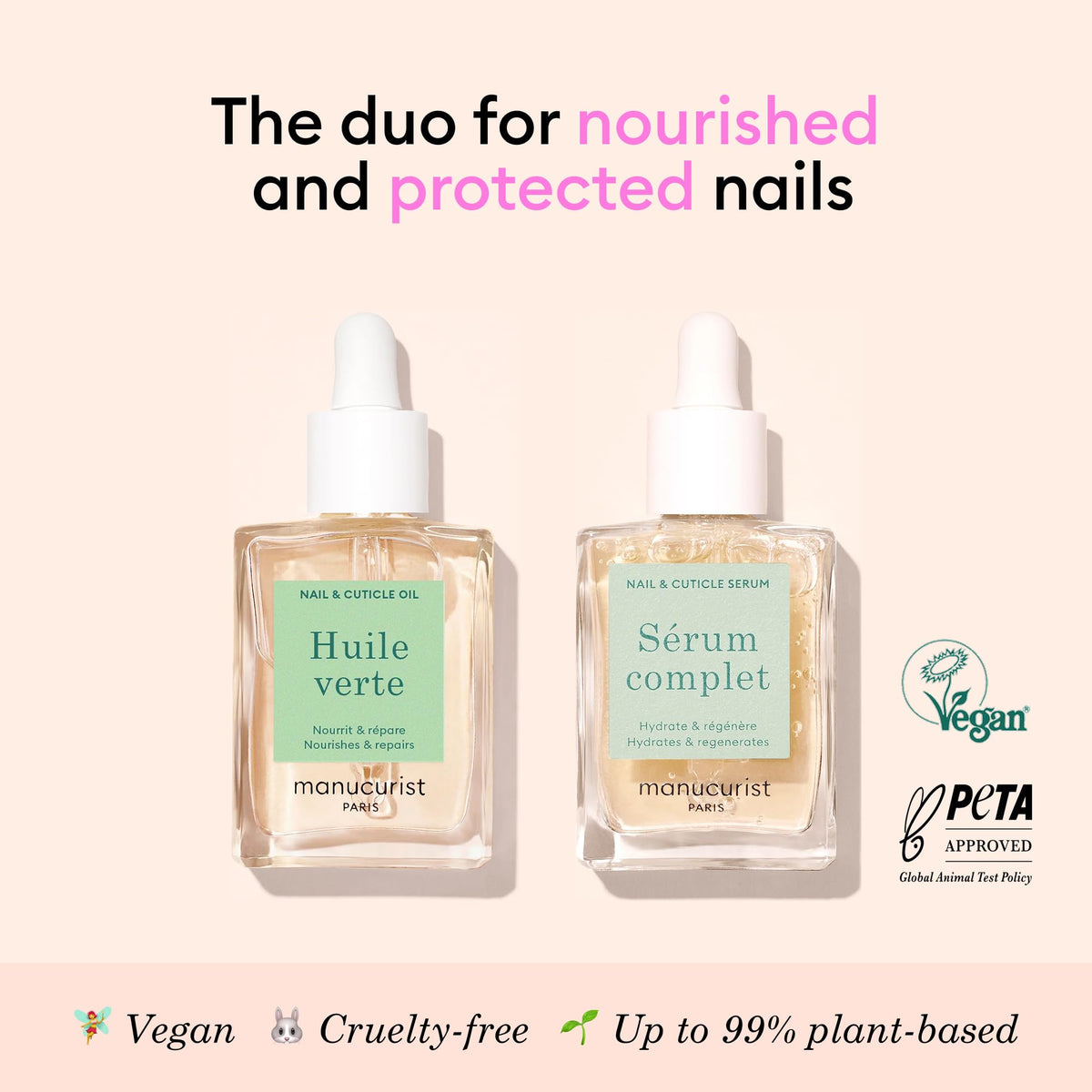 Manucurist Green Oil drop on fingertip illustrating nourishing cuticle care