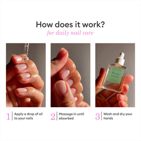 Manucurist Green Oil single droplet on nail illustrating quick absorption benefit