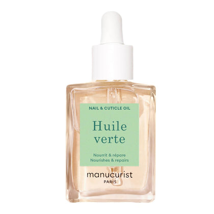 Manucurist Green Oil front bottle showing sleek packaging and compact size for travel