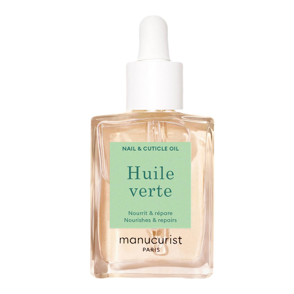 Manucurist Green Oil front bottle showing sleek packaging and compact size for travel