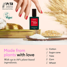 Manucurist painted nails in lifestyle scene showing natural pale pink elegance benefit