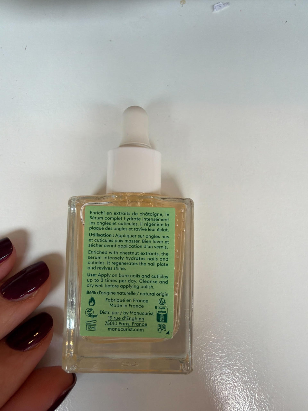 Manucurist product label made in France signaling quality and transparency