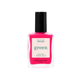 Manucurist bottle front view showing neon pink shade and eco-friendly label