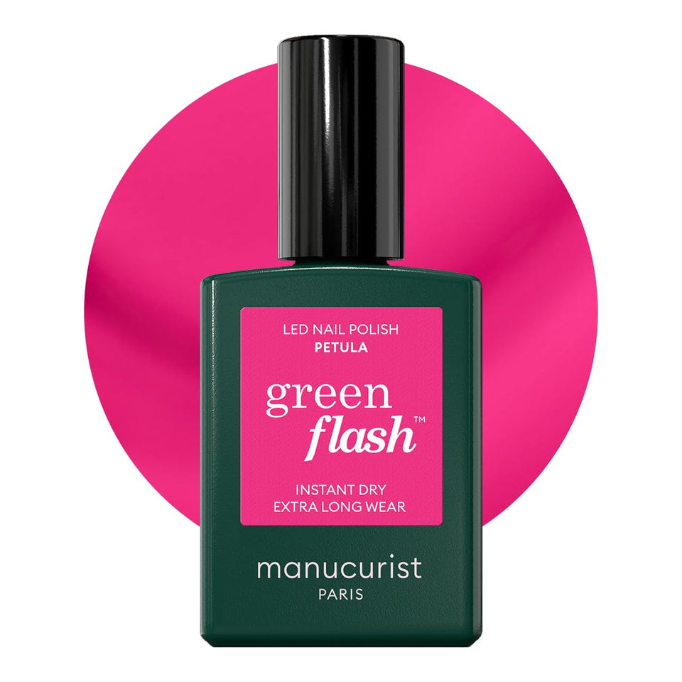 Manucurist Pétula front bottle showing deep pink shade and clear label benefit