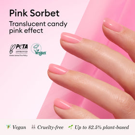 Manucurist brush stroke of Pink Sorbet Green demonstrating buildable coverage