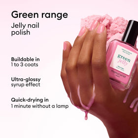 Manucurist close-up of jelly texture highlighting syrup-like shine