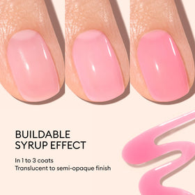 Manucurist painted short nails showing translucent pink luminous effect