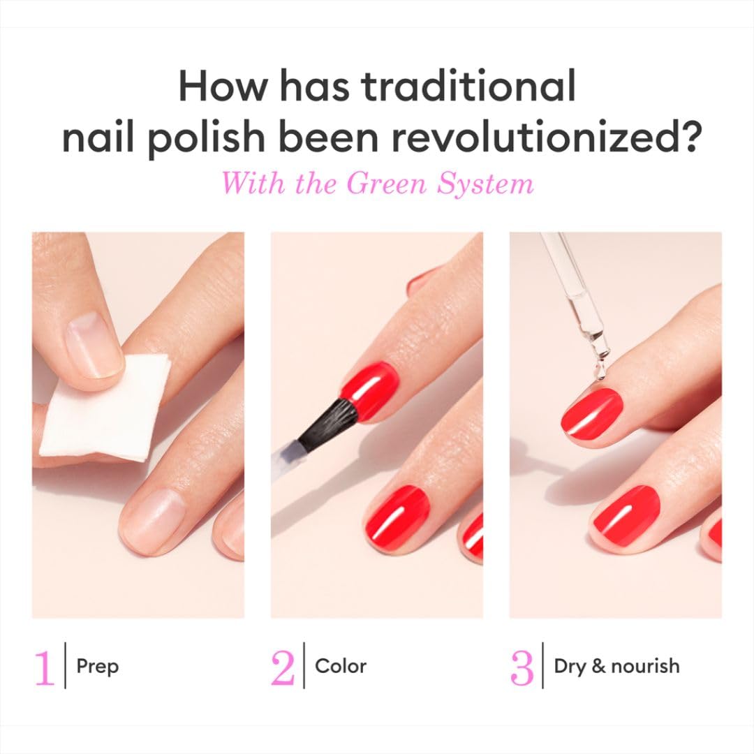 Manucurist Poppy Red polish swatches on nails showing rich color payoff