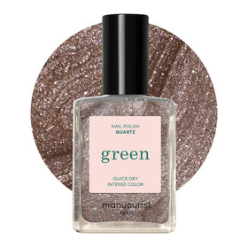 Manucurist bottle front packaging showing quartz sparkling brown shade and eco claims