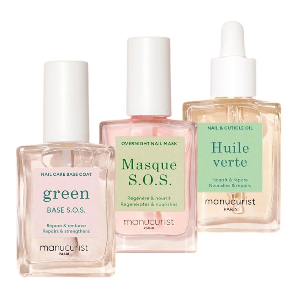 Manucurist rescue kit front packaging showing all three products and benefits
