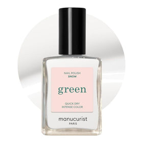 Manucurist bottle front view showing Snow white shade and compact design benefit