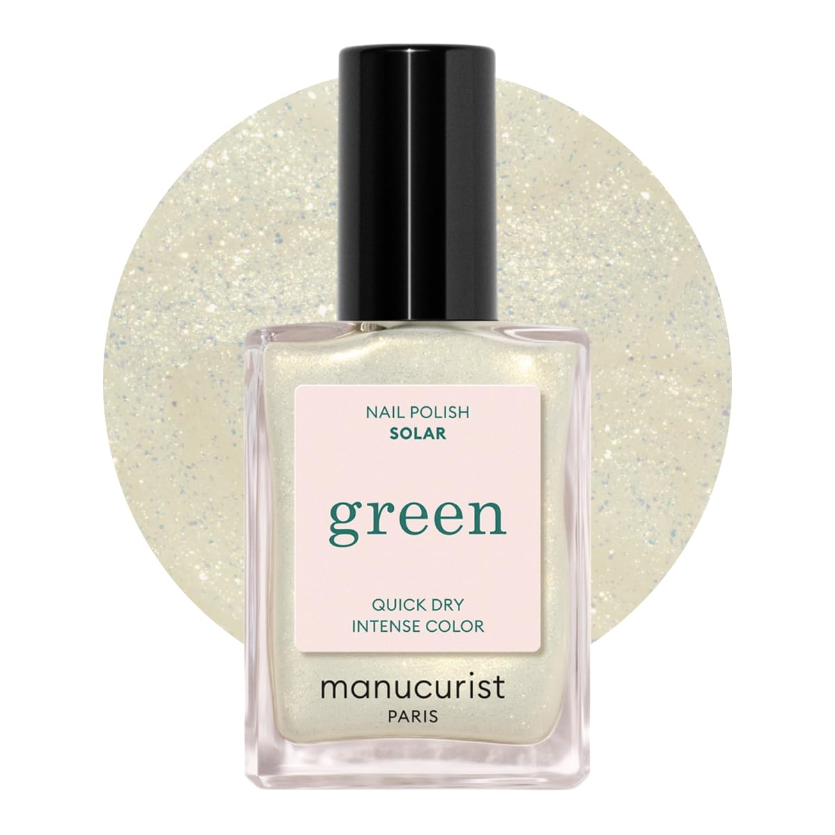 Manucurist bottle front view showing Solar white-gold shade and glossy finish