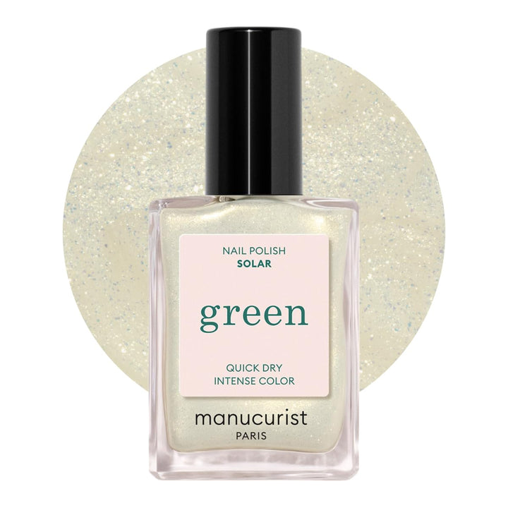 Manucurist bottle front view showing Solar white-gold shade and glossy finish