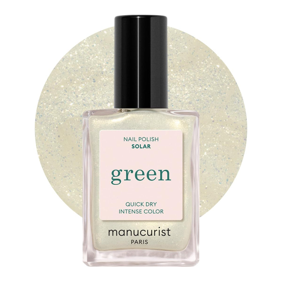 Manucurist bottle front view showing Solar white-gold shade and glossy finish
