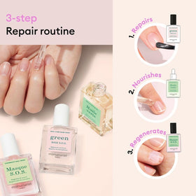 Manucurist S.O.S. base coat brush detail illustrating precise application and strengthening