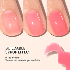 Manucurist close-up of jelly texture highlighting luminous syrup-like shine