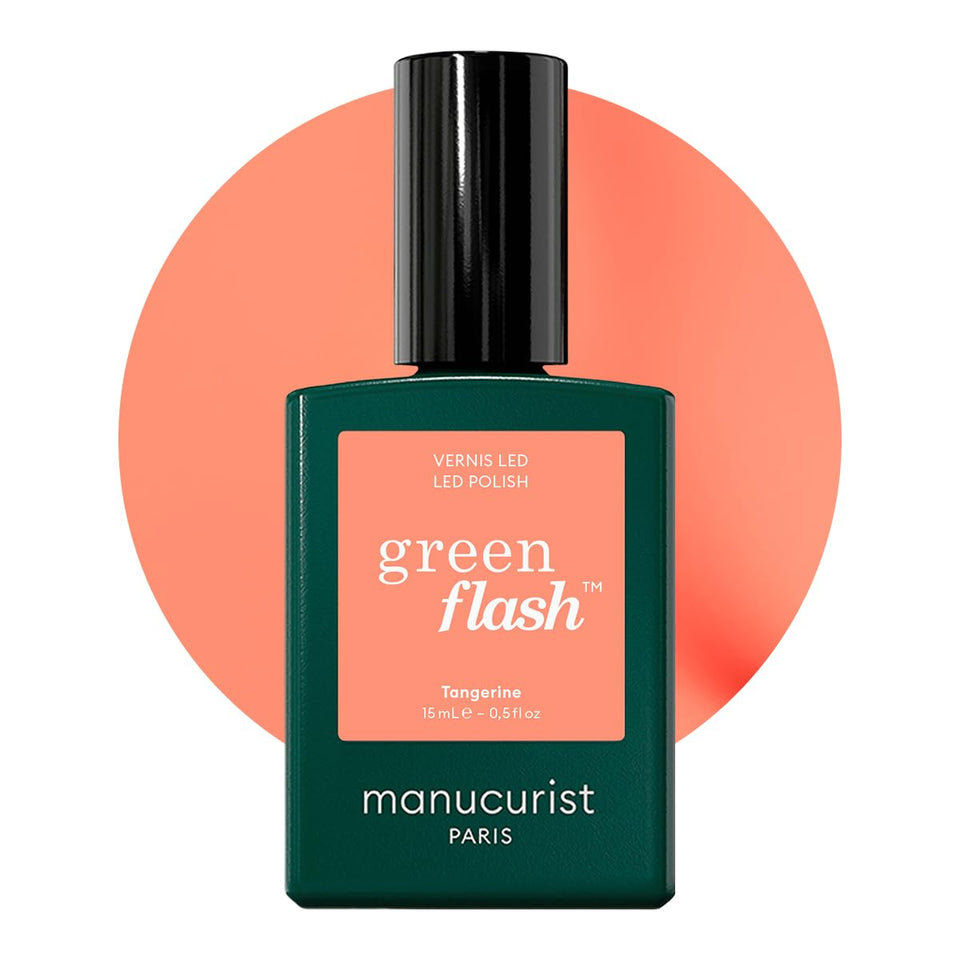Manucurist bottle front packaging showing vibrant tangerine shade and benefits