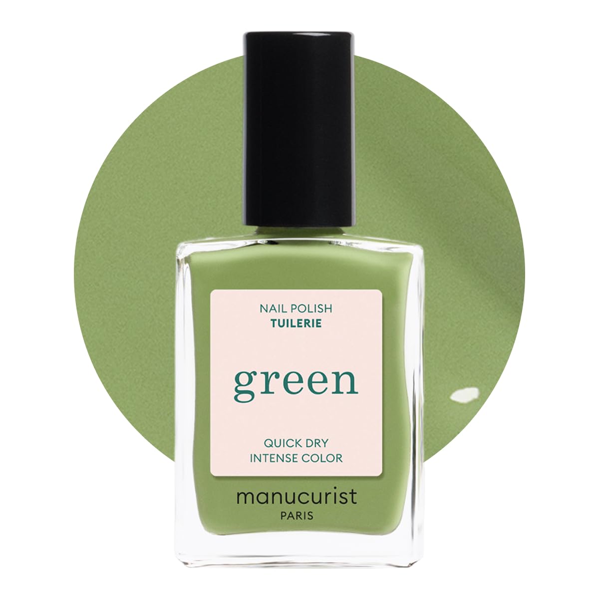 Manucurist Tuileries front bottle showing olive green shade and glossy finish