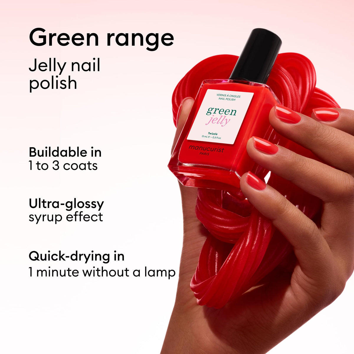 Manucurist Twizzle Green nail-wheel swatch showing buildable sheer to semi-opaque color
