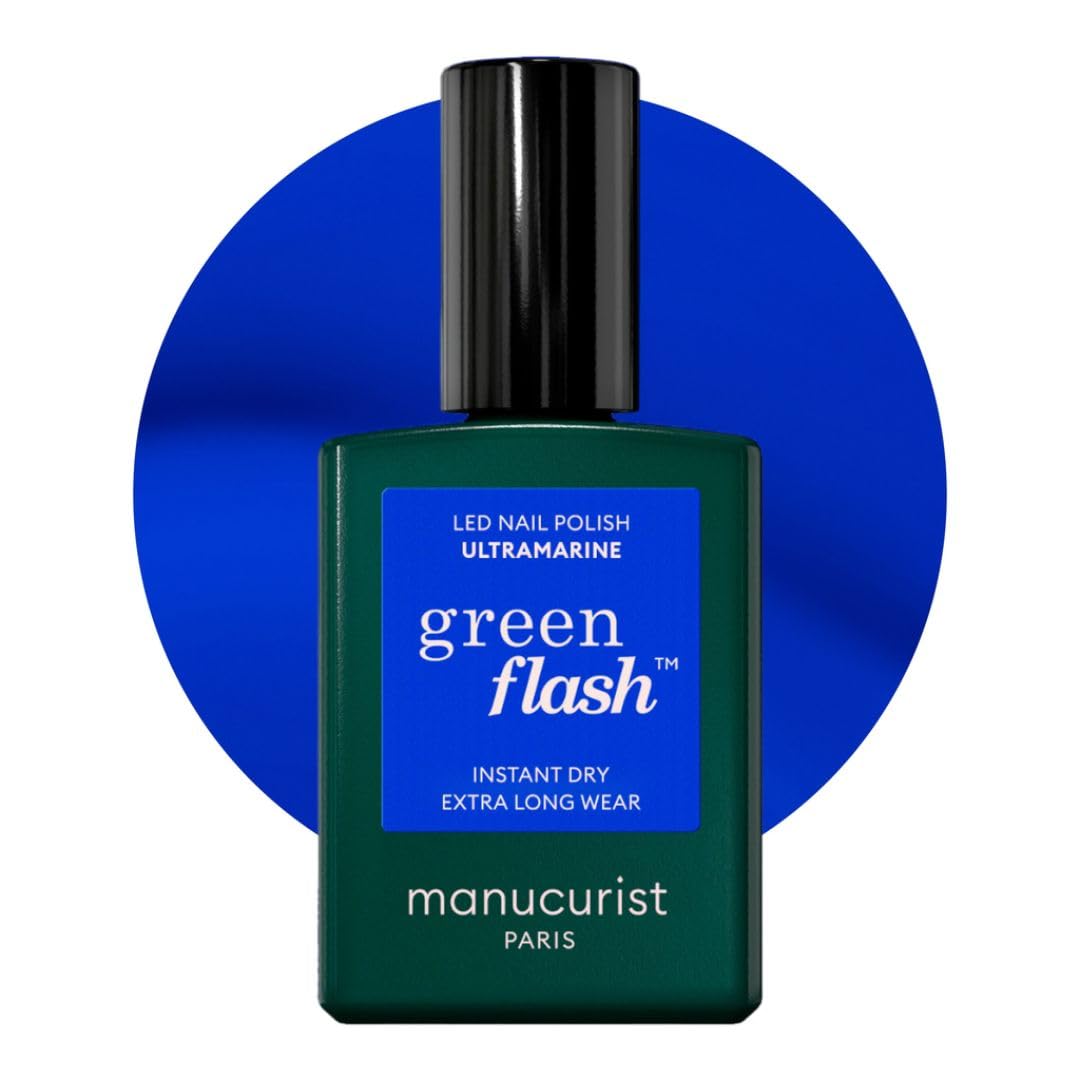 Manucurist bottle front view showing Ultramarine blue and brand benefits