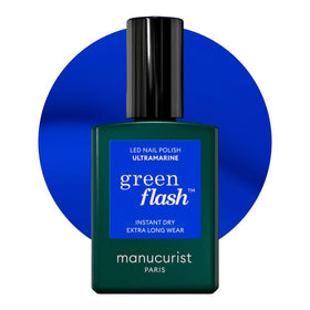 Manucurist bottle front view showing Ultramarine blue and brand benefits