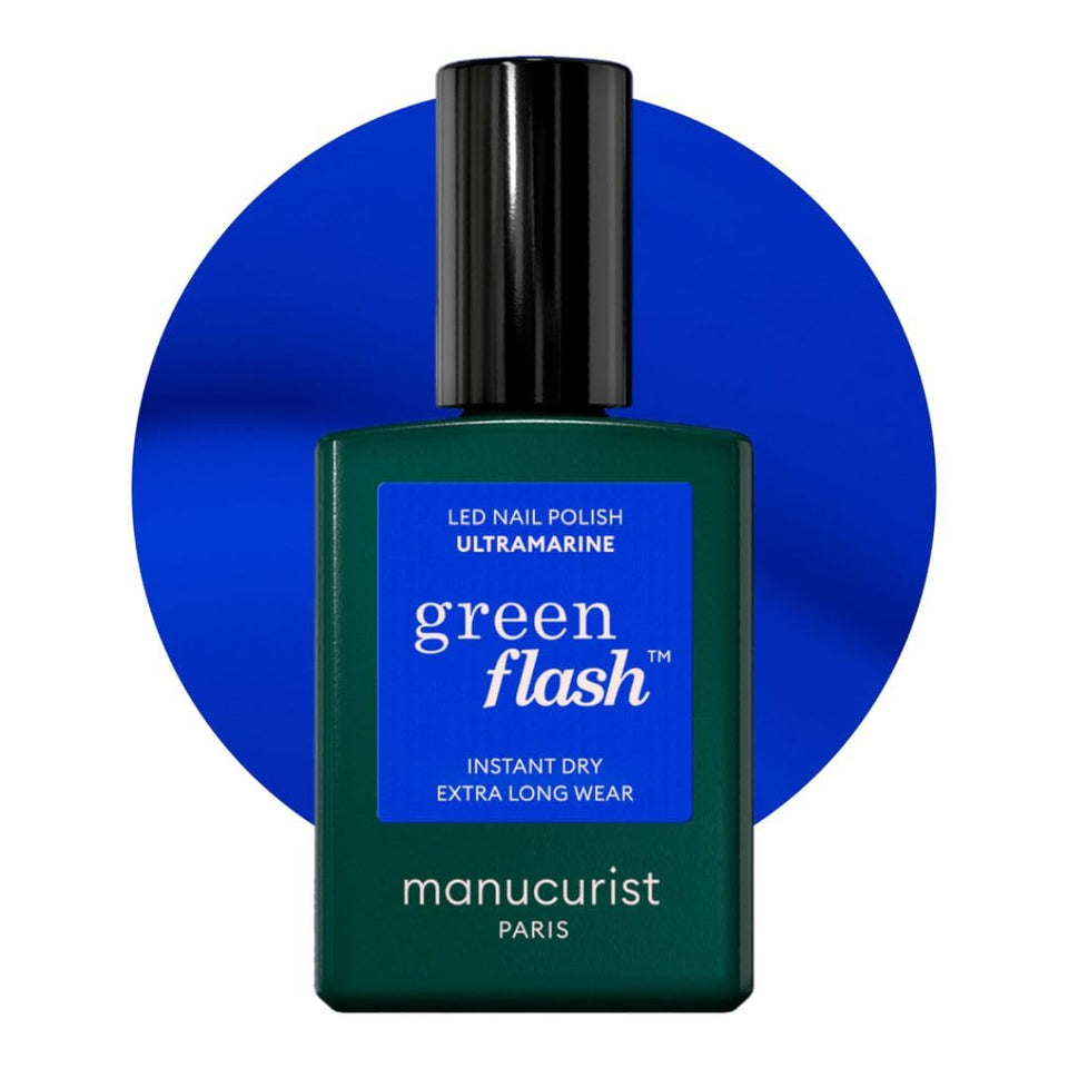 Manucurist bottle front view showing Ultramarine blue and brand benefits