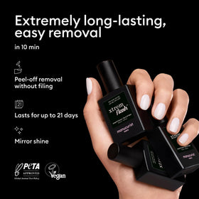 Manucurist gel texture close-up highlighting mirror-like glossy finish and protection