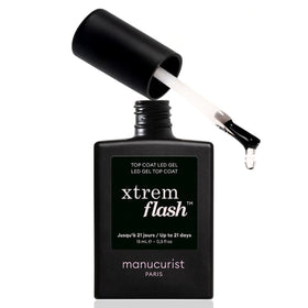 Manucurist bottle front view showing Xtrem Flash top coat and lasting shine benefit