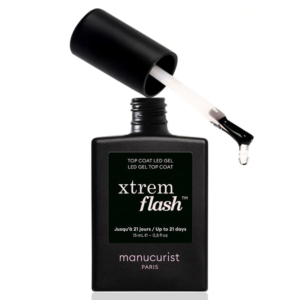 Manucurist bottle front view showing Xtrem Flash top coat and lasting shine benefit