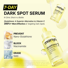 ma:nyo ingredient label showing key actives like glutathione and niacinamide for brightening