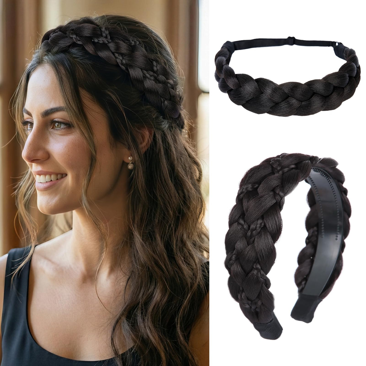 MaopaoBeauty front packaging showing two-piece braided headband set and quick styling benefit