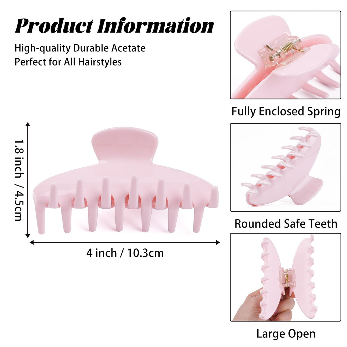 MAORULU detailed shot of jaw teeth showing non-slip grip for all hair types