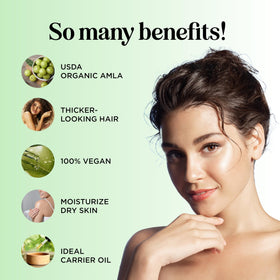 Maple Holistics bottle label closeup highlighting cold-pressed organic amla