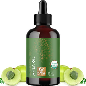 Maple Holistics front packaging showing organic amla oil benefits