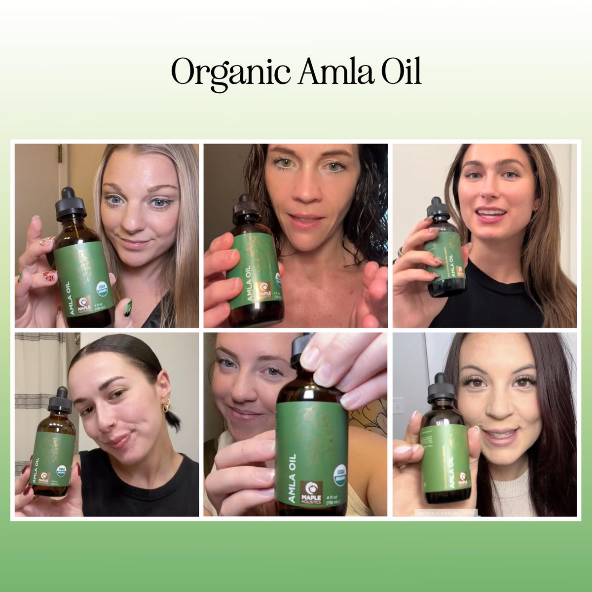Maple Holistics amla oil applied to hair mid-lengths for smoother appearance