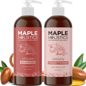 Maple Holistics front packaging showing product duo and moisturizing benefit