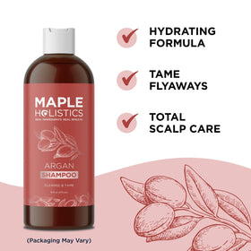 Maple Holistics argan and jojoba oils flatlay highlighting natural ingredients