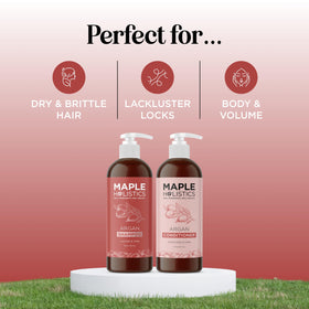 Maple Holistics shampoo pouring to show lightweight texture and gentle cleanse