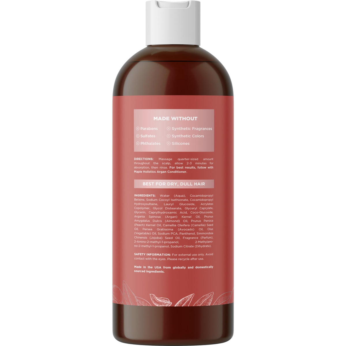 Maple Holistics closeup of pump and ingredient label for clarity