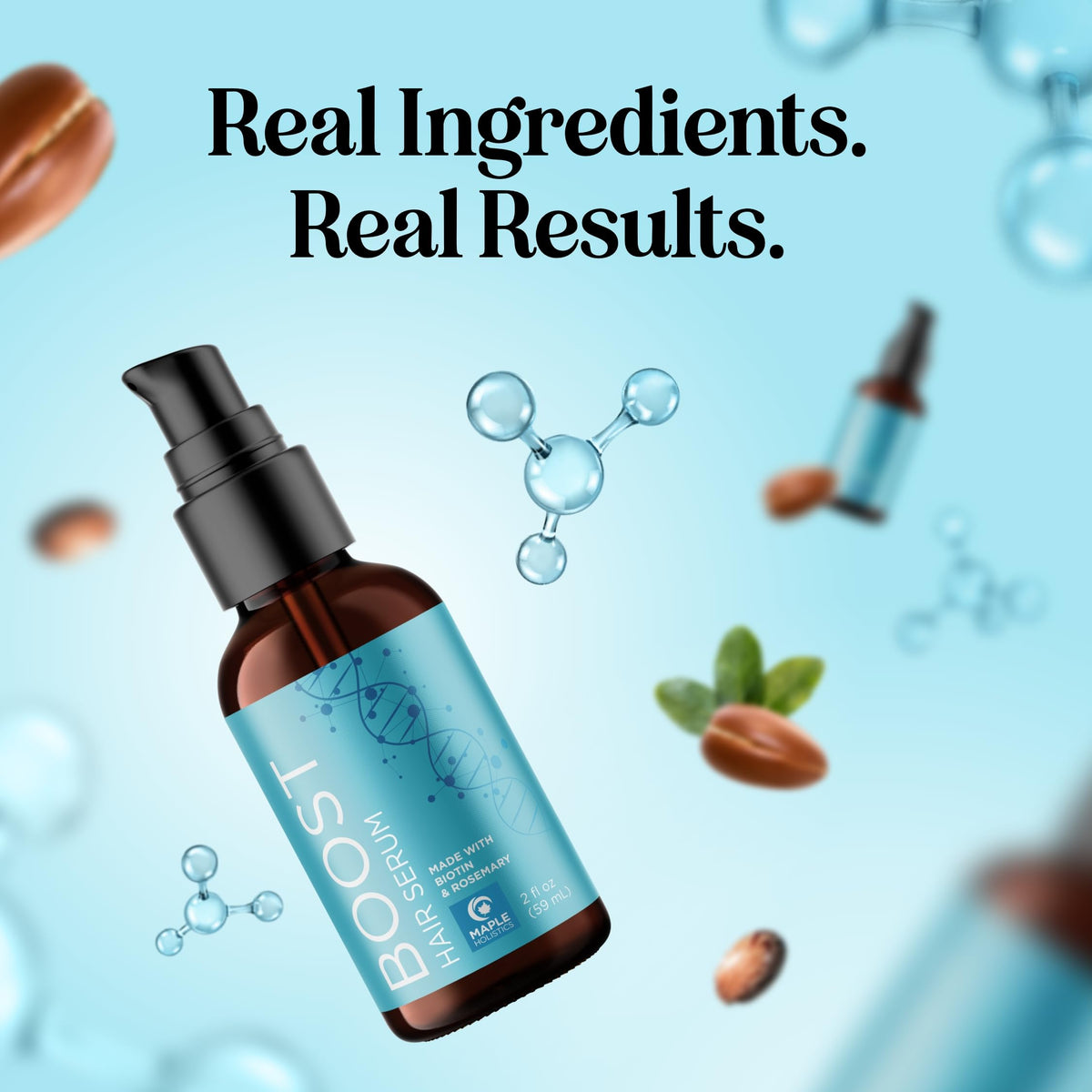 Maple Holistics bottle on bathroom shelf in lifestyle setting promoting daily use