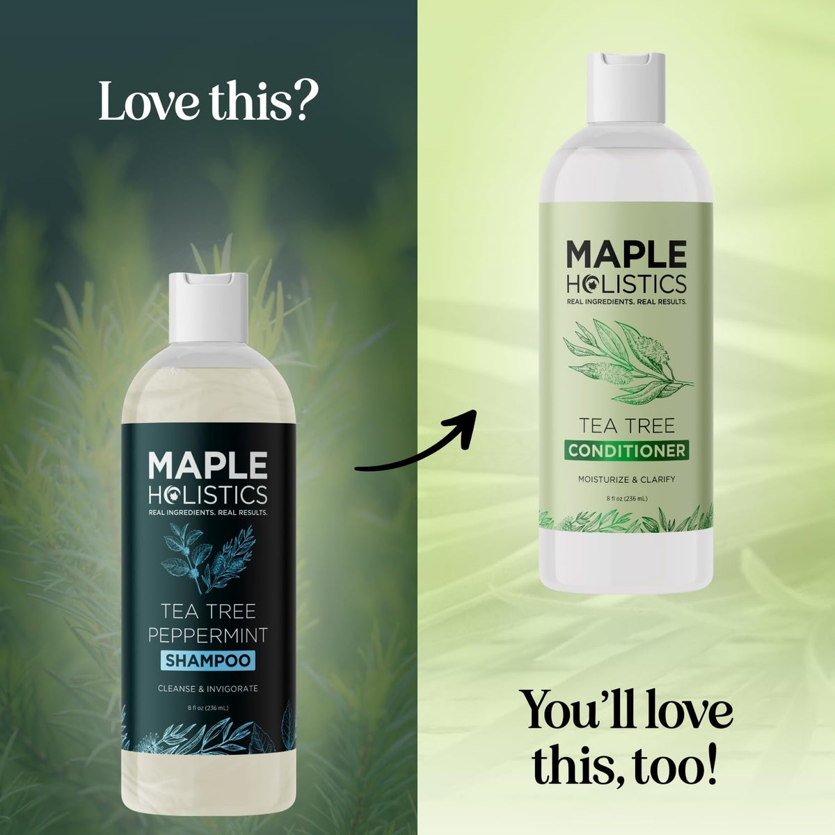 Maple Holistics bottle on shower shelf demonstrating daily routine use