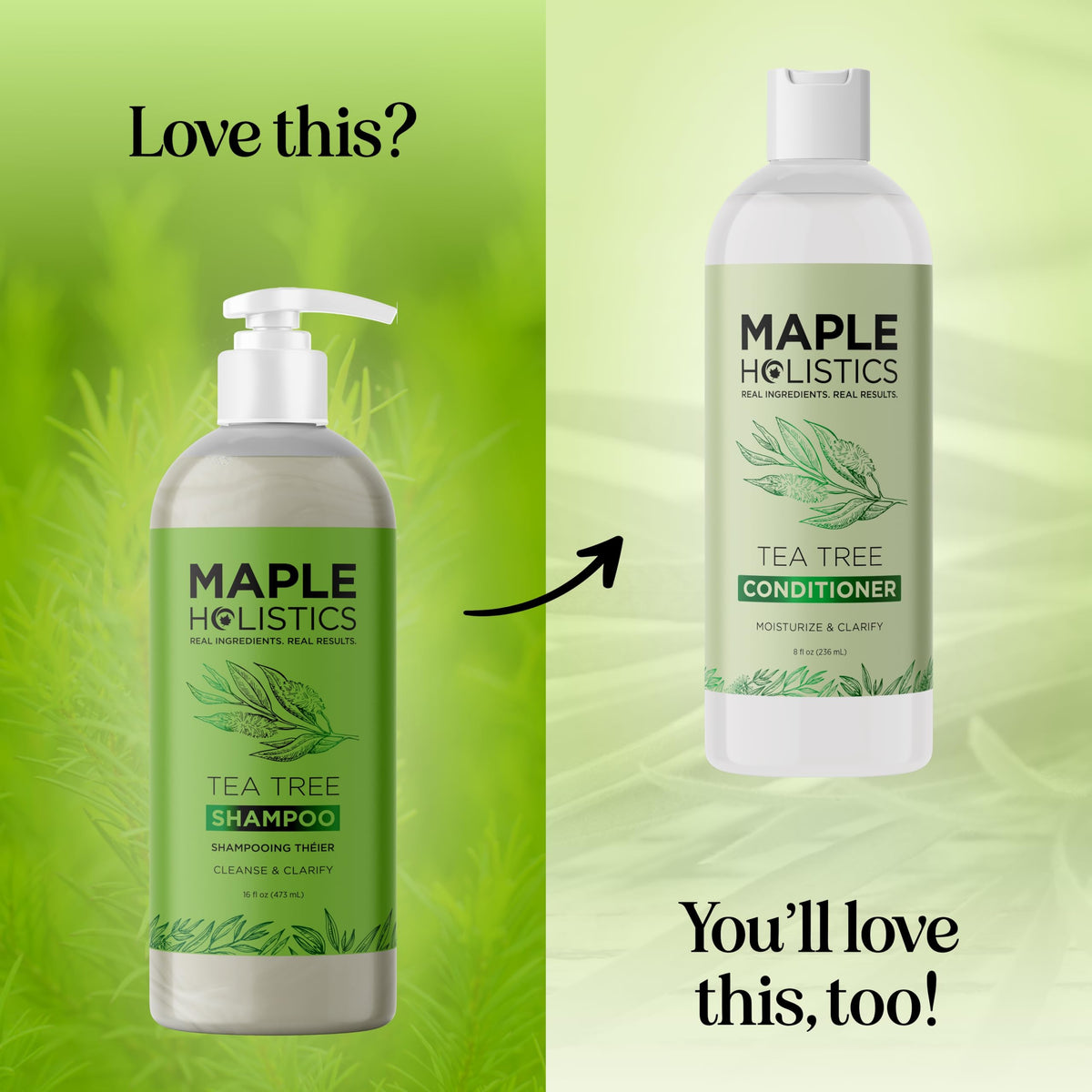 Maple Holistics before and after roots comparison showing refreshed hair