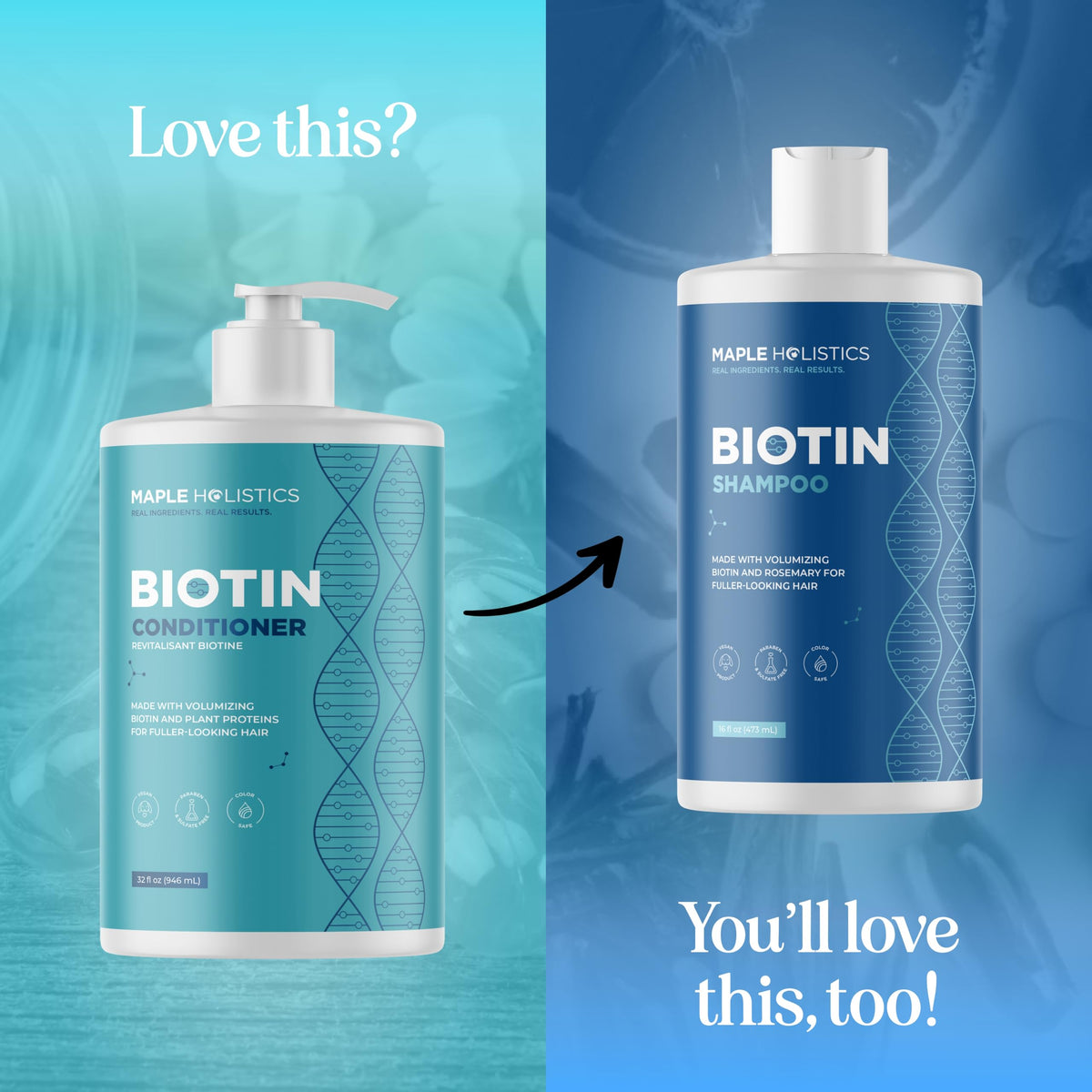 Maple Holistics results on dry hair showing increased body and shine