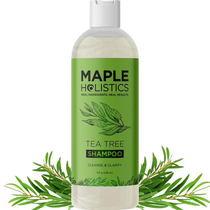 Maple Holistics bottle front showing brand and clarifying shampoo benefits
